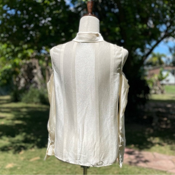 Alexis Cold Shoulder Stripes Cream Blouse - Picture 6 of 10